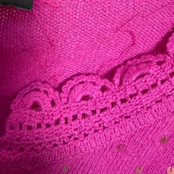 100% Cashmere Laundry By Shelli Segal Fuchsia V-Neck Sweater - Picture 6 of 7